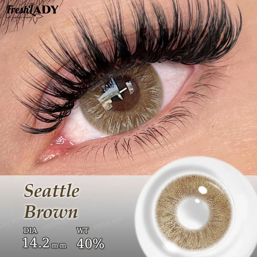 1 Pair Colored Contact Lenses Natural Brown Pupils Eyes Contact lenses Gray Soft Contacts 14.20mm