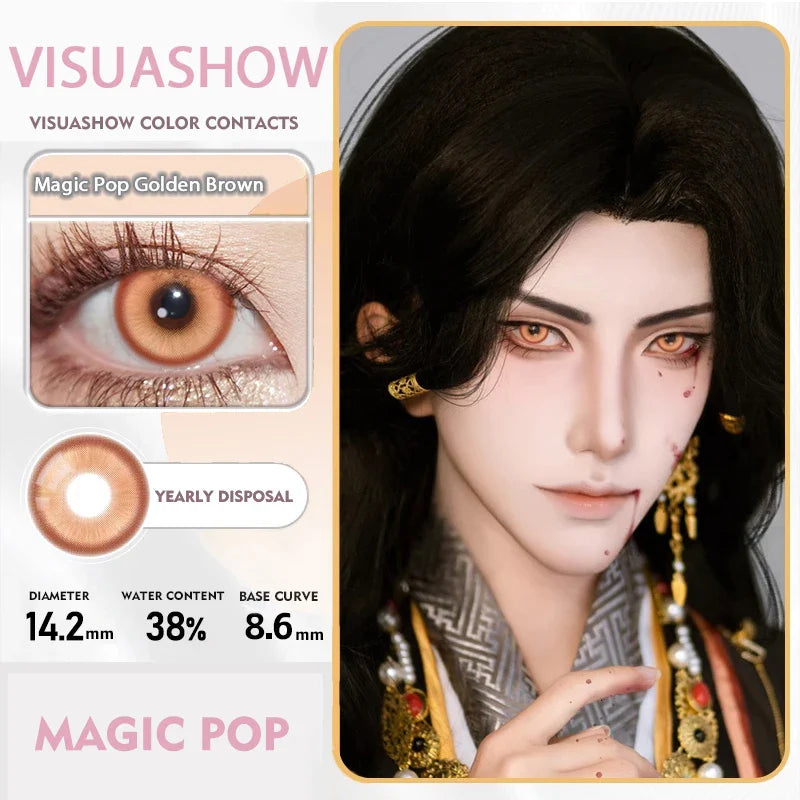 14.20 Blue Small Pupil Cosplay Colored Contact Lenses, 1 Pair Yearly Wear Eye Lenses for Halloween Themed Cosplay