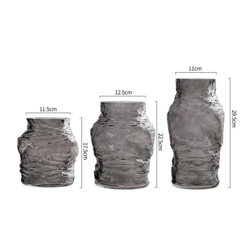 Glass Vase Irregular Lines of Folds Floral Arrangement Accessories Hydroponics Terrarium Home Decoration