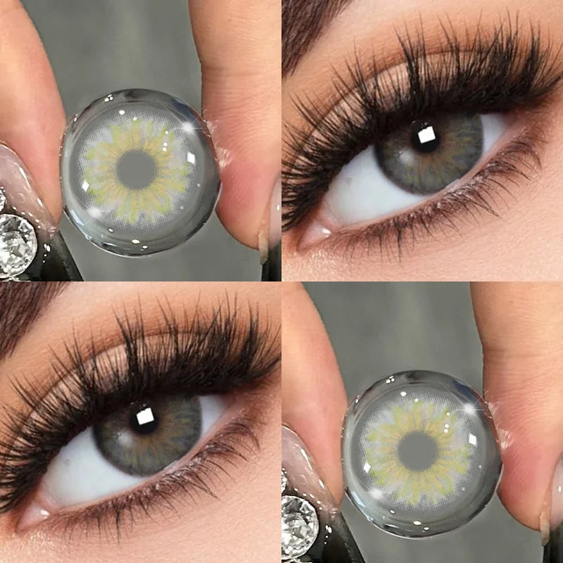 1 Pair Colorful Contact Lenses for Eyes Gold Eye Anime Cosplay Lenses With Prescription Myopia Lenses Green Iris Lens