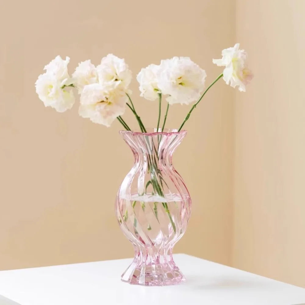Modern Textured Glass Vase Decorative Flower Arrangement Container for Tabletop Wedding Party Indoor Home Decor