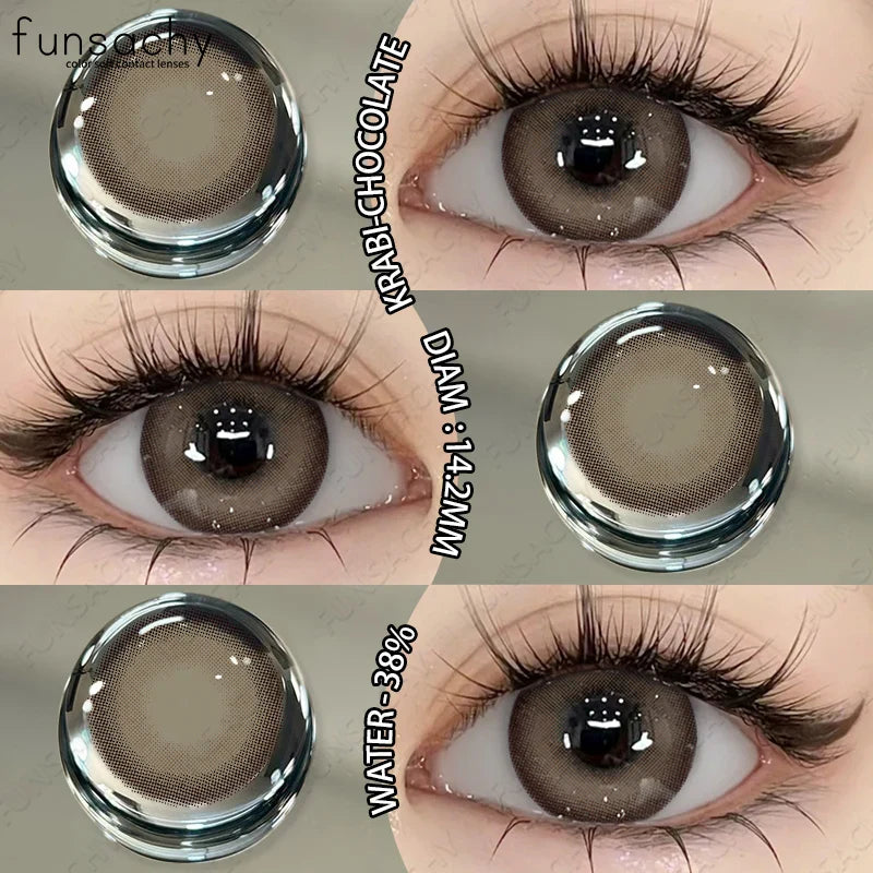 2PCS Colored Eye Lenses Brown Colorcon Contact Lenses Grey High Quality Natural Pupils Blue Cosmetic Beauty Lens Yearly