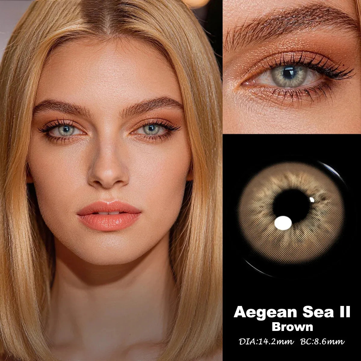 Eyes Color Contacts Colored Contact Lenses Lens Small Pupil Cosmetics Beauty Brown 14.2mm 2Pcs 6 Months Half Year