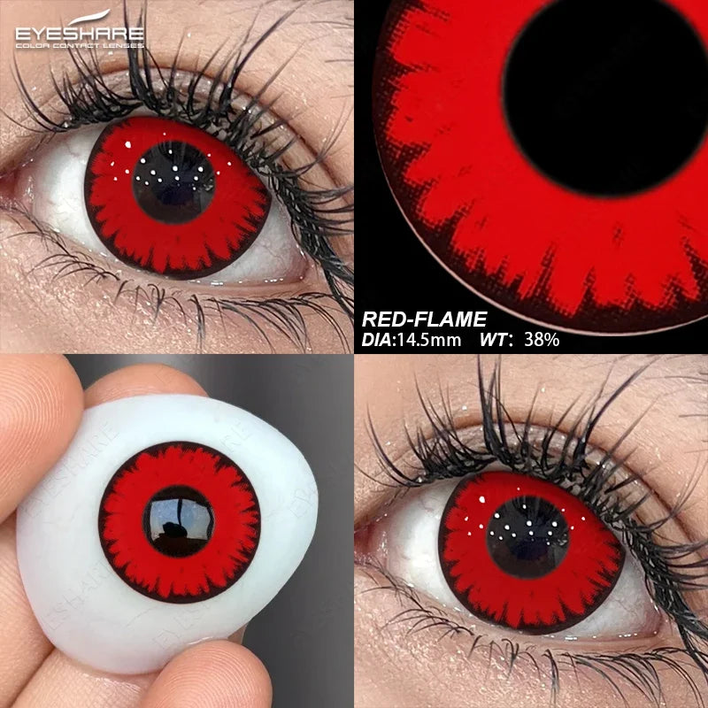 1 Pair Colored Contact Lenses for Eyes Cosplay White Lenses Black Eye Anime Lenses Halloween Cosmetic Cosplay Lenses