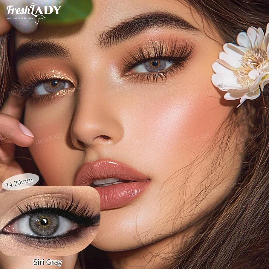 1 Pair Colored Contact Lenses Natural Brown Pupils Eyes Contact lenses Green Soft Contacts 14.20mm