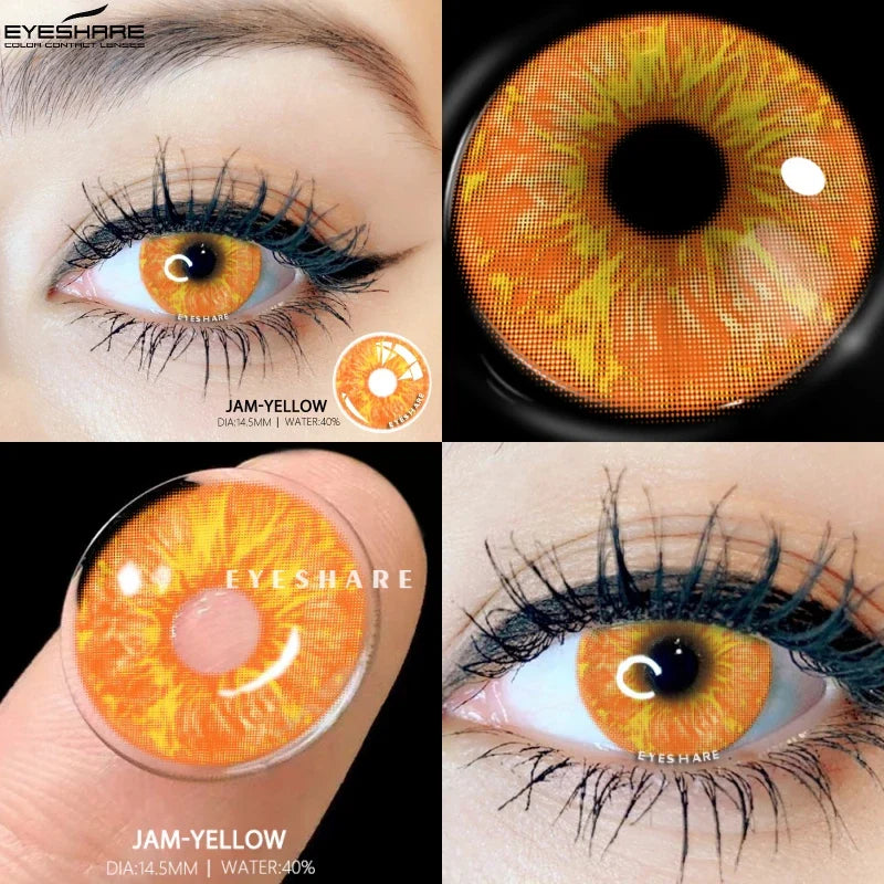 Yellow Contact Lenses for Eyes 2pcs Anime Cosplay Colored Lenses Purple Crazy Halloween Lenses Contact Lens Beauty Makeup