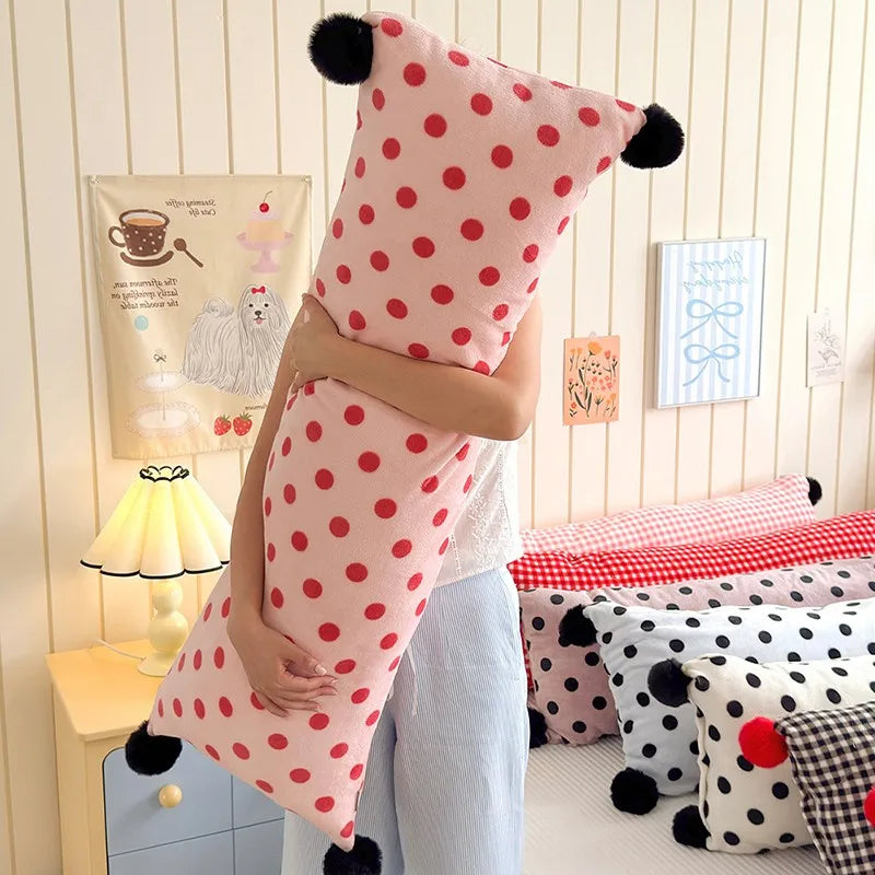 1PC 40x115cm INS Plush Long Milk Velvet Pillow Case for Women Sleeping Side Soft Pom-pom Ball Pillowcase Cover Home Decoration