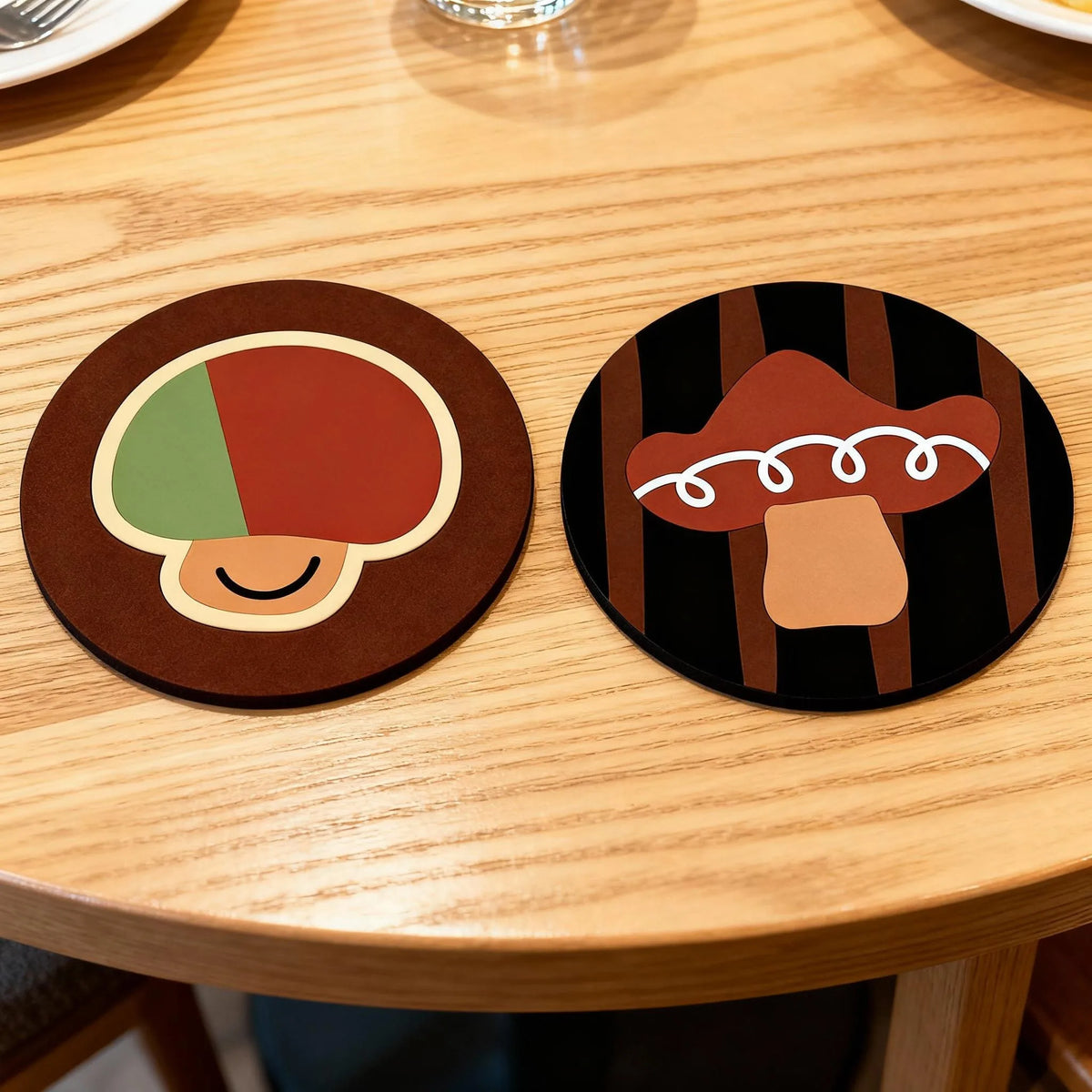 Lovely Forest Mushroom Print Dining Mat Non-Slip Water Absorbent Pot Cushion Cute Style Coffee Mug Pad Table Surface Protection