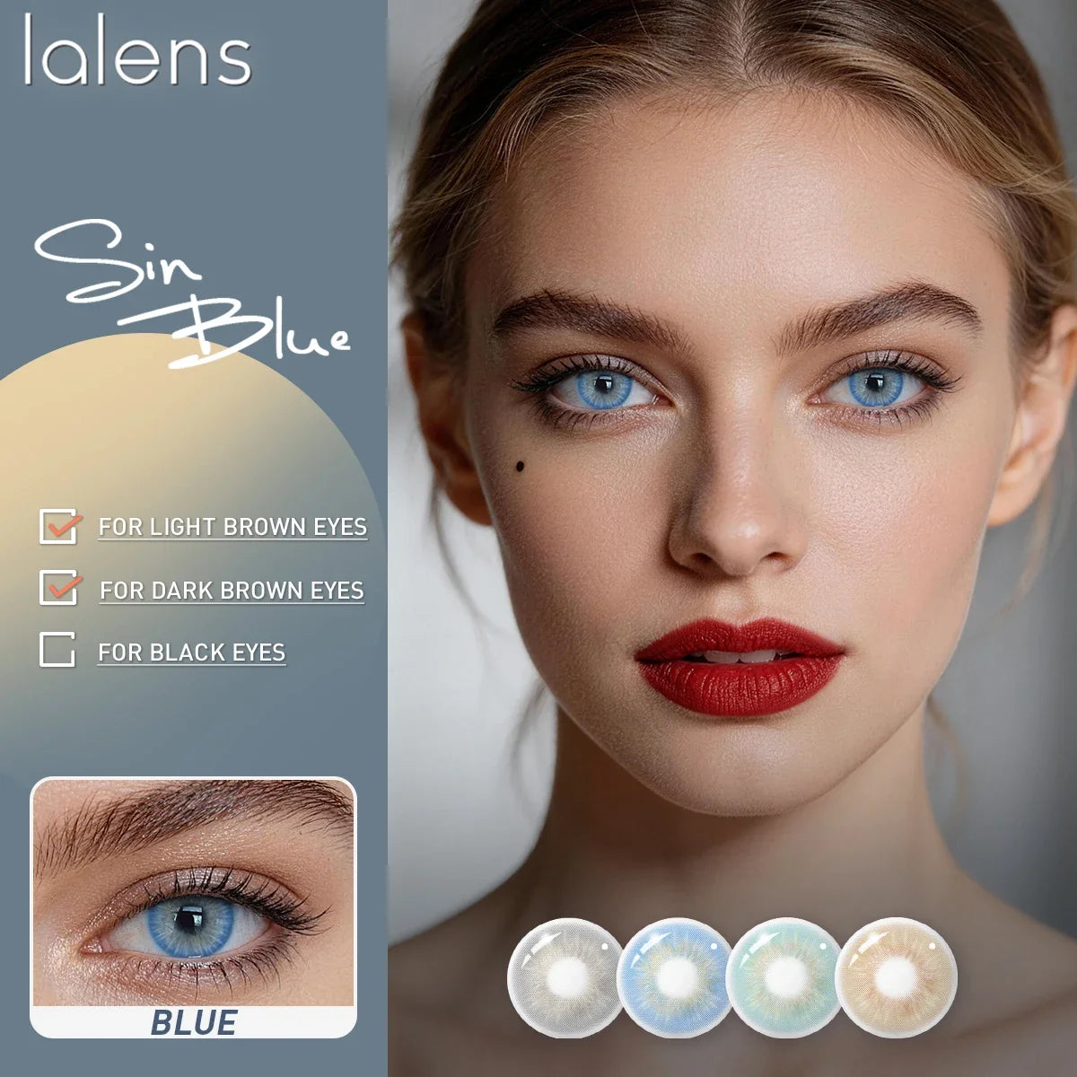 14.0mm Small Pupil Natural Sin Blue Green Colored Contact Lenses Half Yearly Soft Lens Fashion Cosmetic Eyewear Contacts