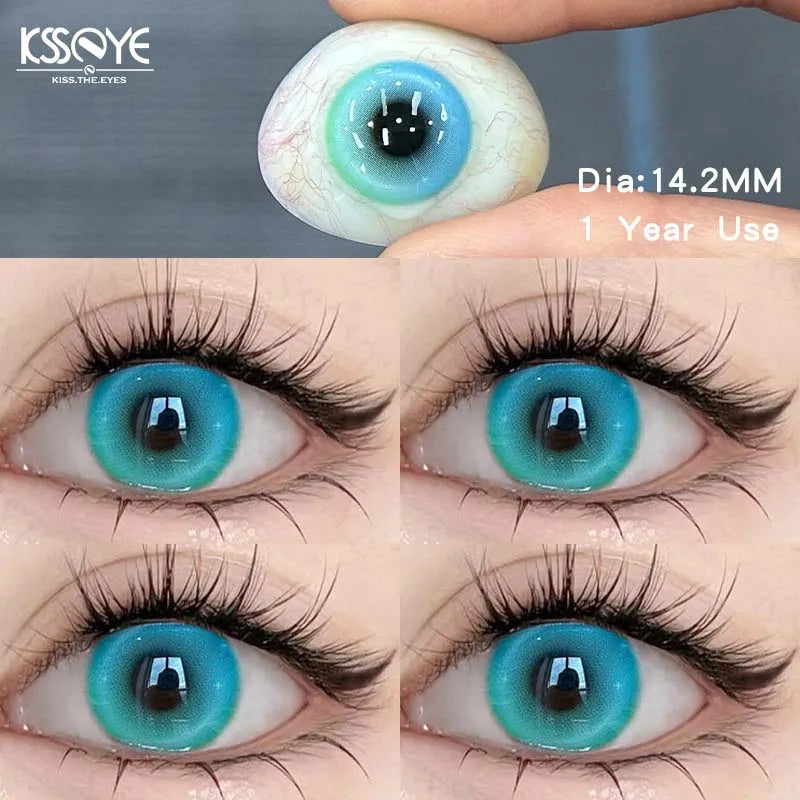1pair Anime Cosplay Contact Lenses Color Contact Lenses for Eyes Pink Lenses Blue Pupils Halloween Beauty Makeup Contacts
