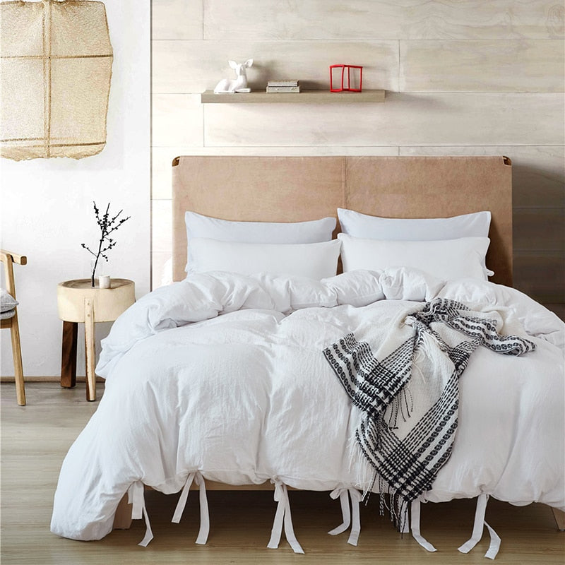 Bowknot Lace Up Duvet Cover Set Queen Butterfly Bowtie twin King Size Blanket Comforter Covers Soft Cozy Bed Sets