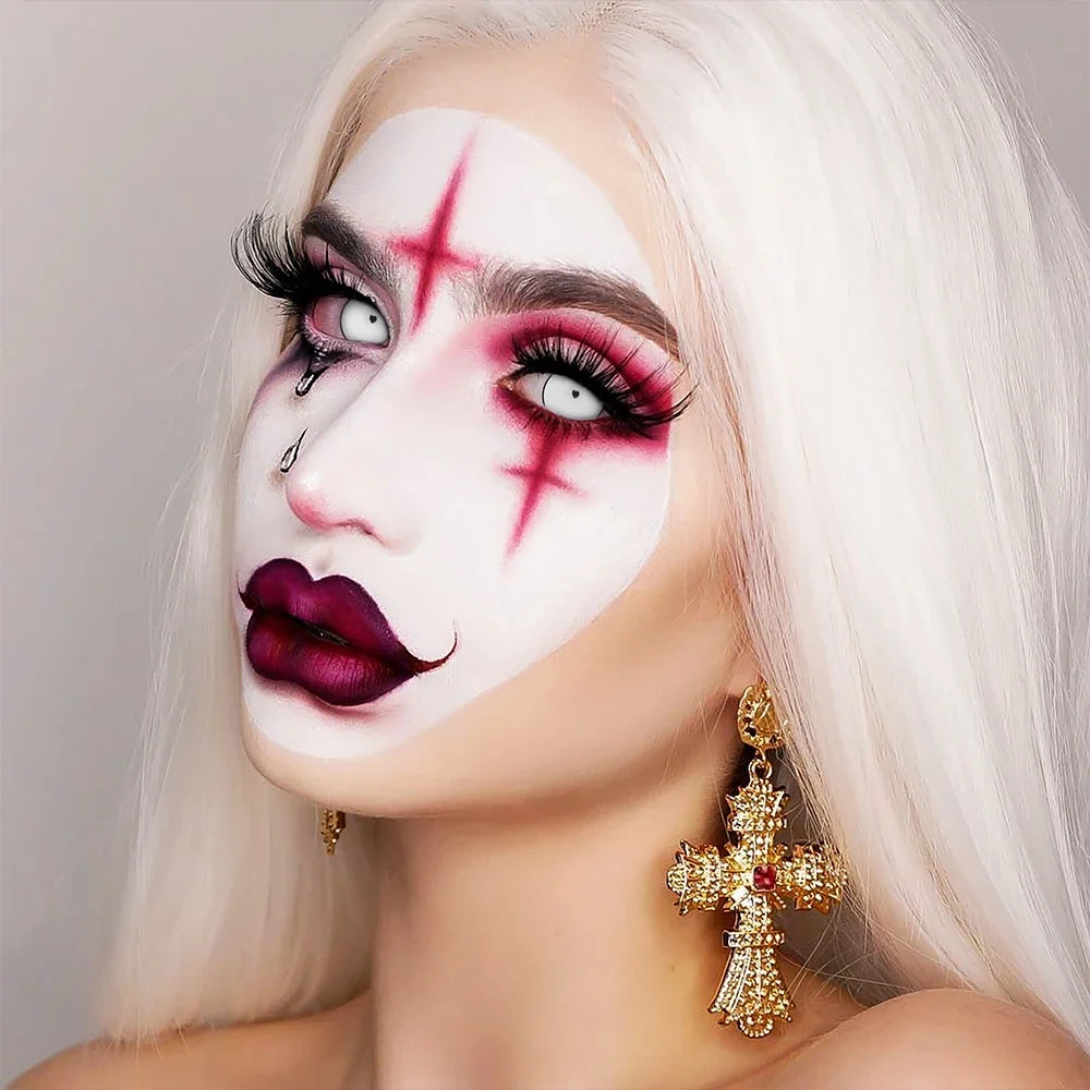 1 Pair Halloween Contact Lenses for Eyes Cosplay Lenses Anime Lenses Black&White Lenses Accessories Yearly