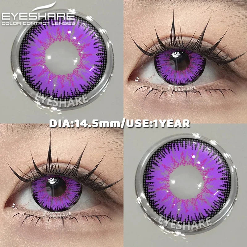 1 Pair Cosplay Colored Contact Lenses Red Lenses Halloween Blue Beauty Makeup Eyes Lenses Anime Purple Eyes Contacts