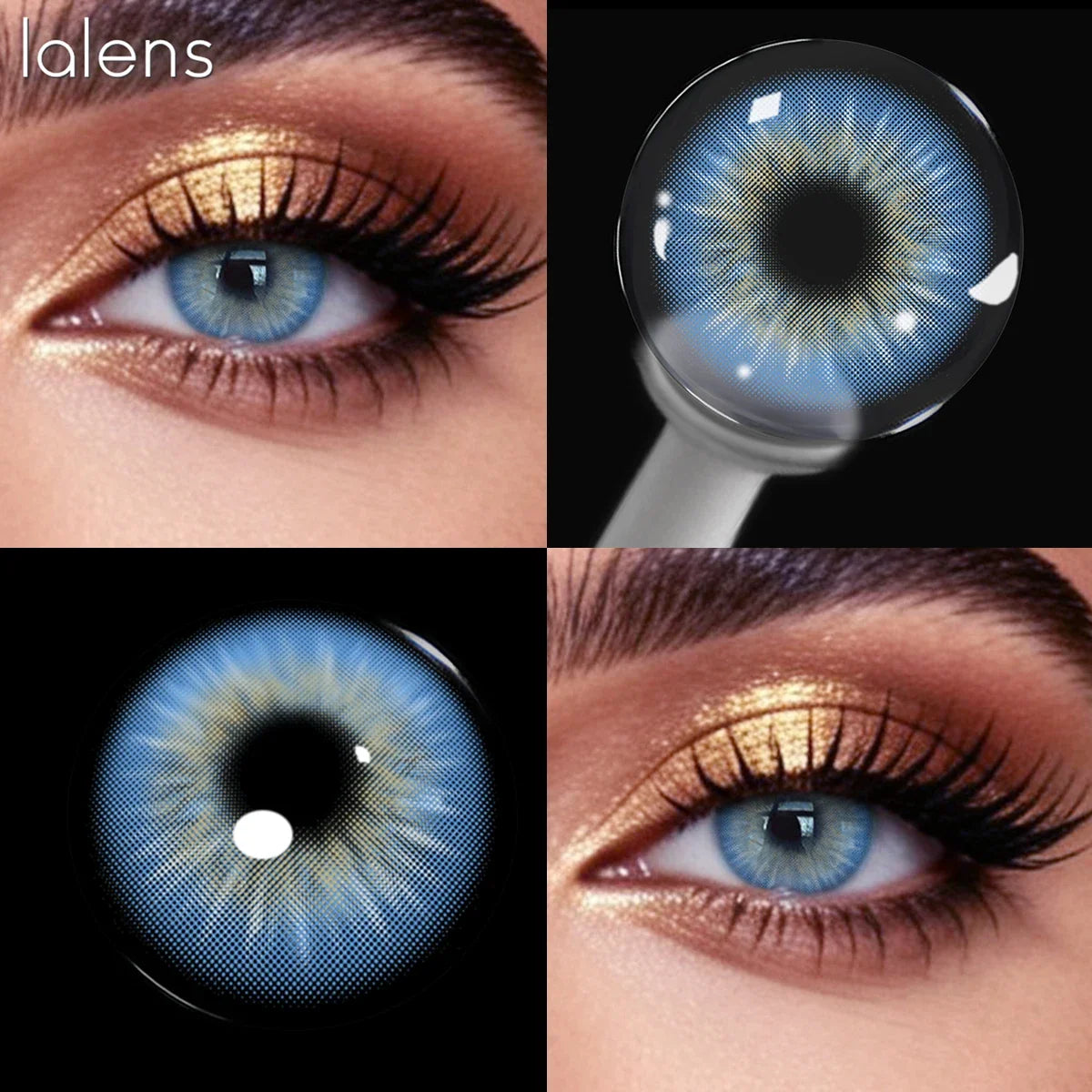 14.0mm Small Pupil Natural Sin Blue Green Colored Contact Lenses Half Yearly Soft Lens Fashion Cosmetic Eyewear Contacts