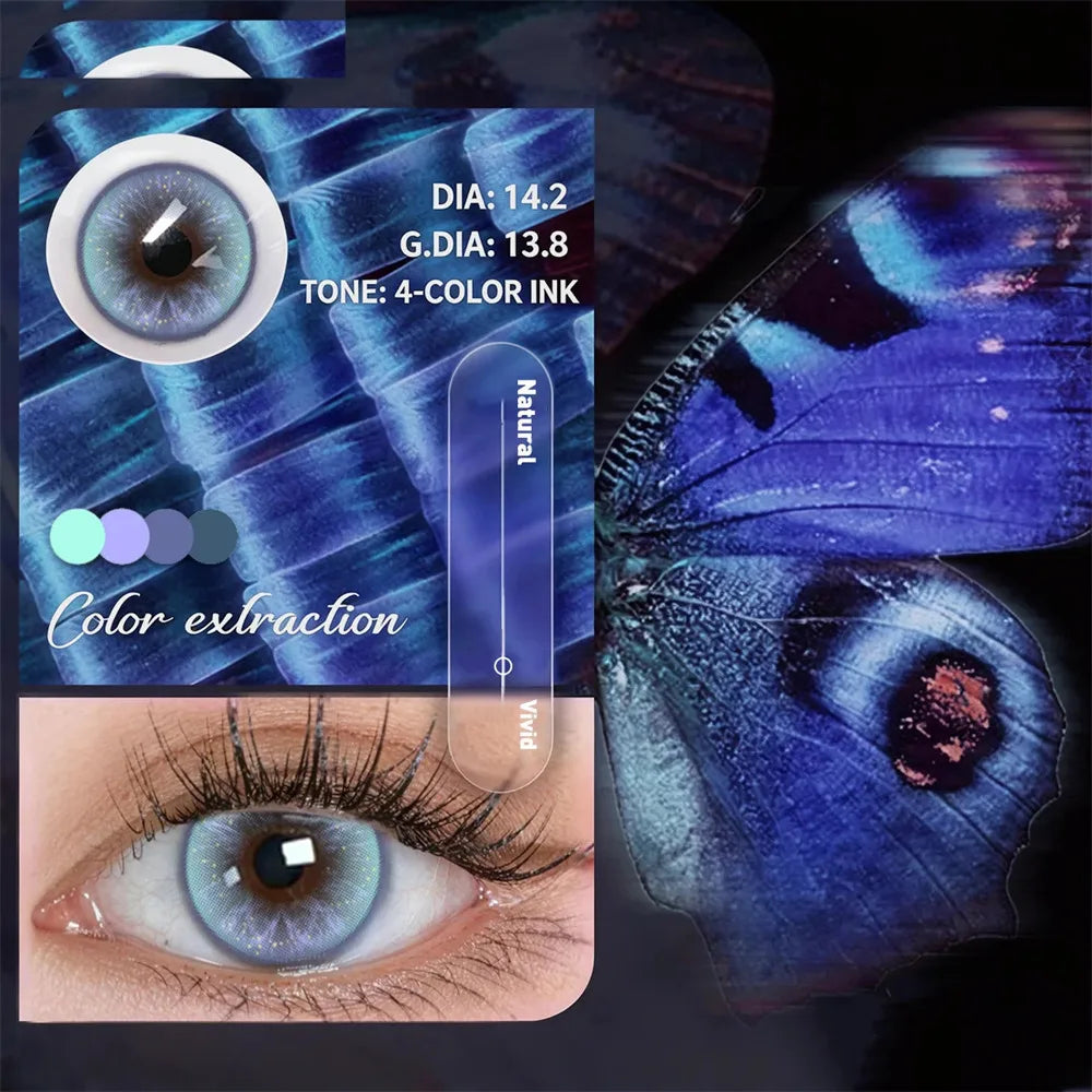 Eyes Color Contacts Colored Contact Lenses Lens Small Pupils Natural Beauty Blue 2Pcs 6 Months Half Year Use
