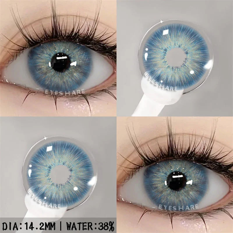 Ikeehome  2Pcs Color Contact Lenses with Eyes Natural Blue Contact Lenses Brown Pupils Beauty Gray Lenses Yearly Green Contacts