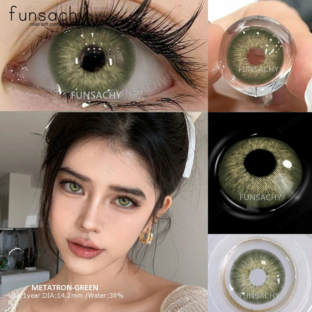 1 Pair Big Eyes Colored Contact Lenses Natural Brown Eyes Lens Gray Pupils Eyes Makeup Korean Style Contact Yearly Use