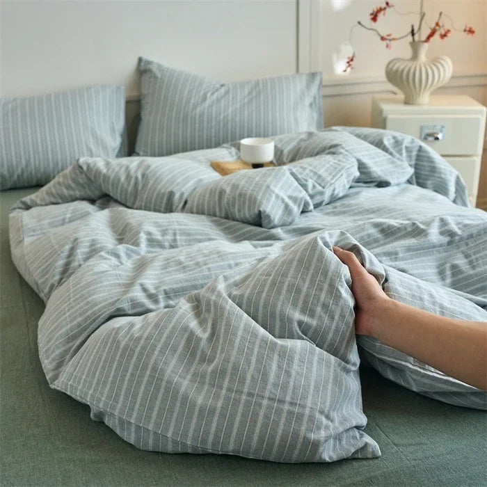 Minimalist Striped 100% Cotton Washed Cotton Bedding Set