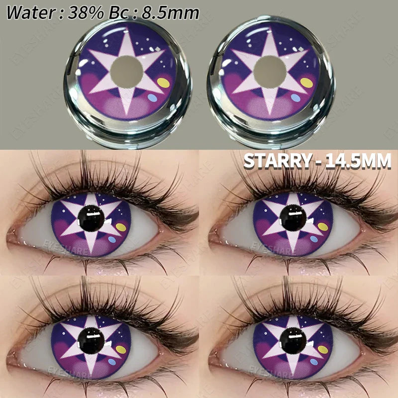 2pcs Halloween Colorful Contact Lenses Anime Cosplay Eye Lenses Multicolored Lenses Red Contact Lens Yellow Contacts