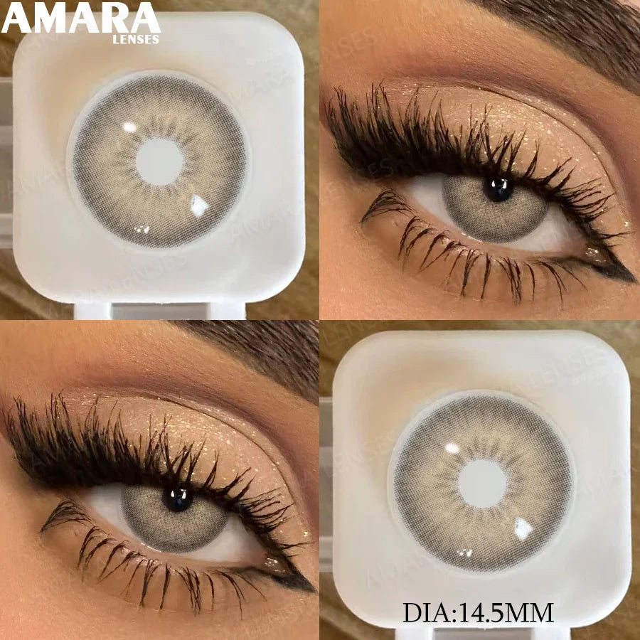 1 pair New Baby Blue Contact Lenses for Eyes Natural Brown Pupils Cosmetic Grey Lenses Green Lens Yearly Big Eyes 14.5mm