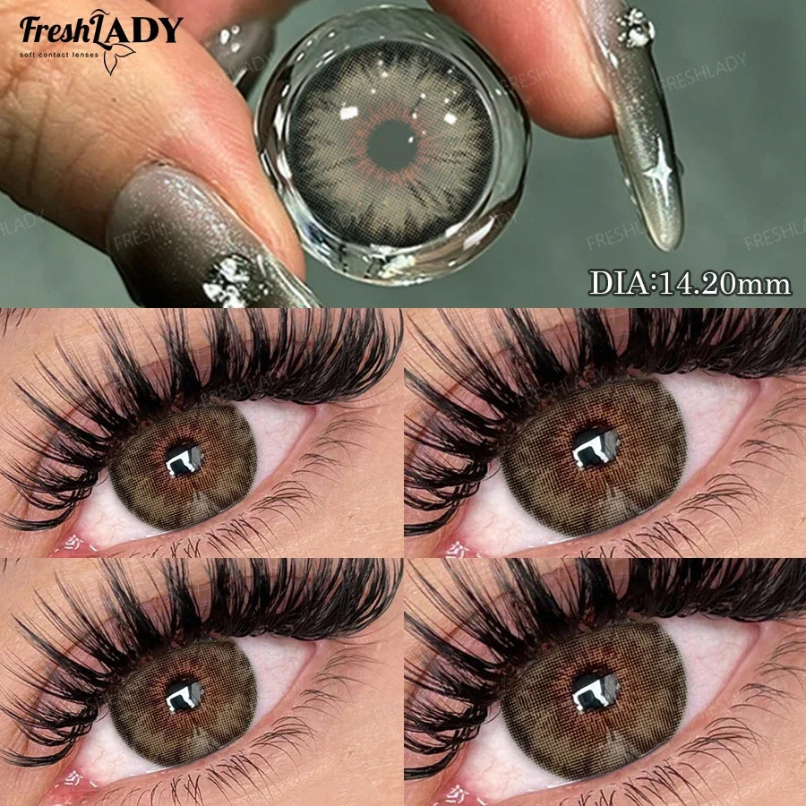 1 Pair Colored Contact Lenses Natural Brown Pupils Eyes Contact lenses Green Soft Contacts 14.20mm
