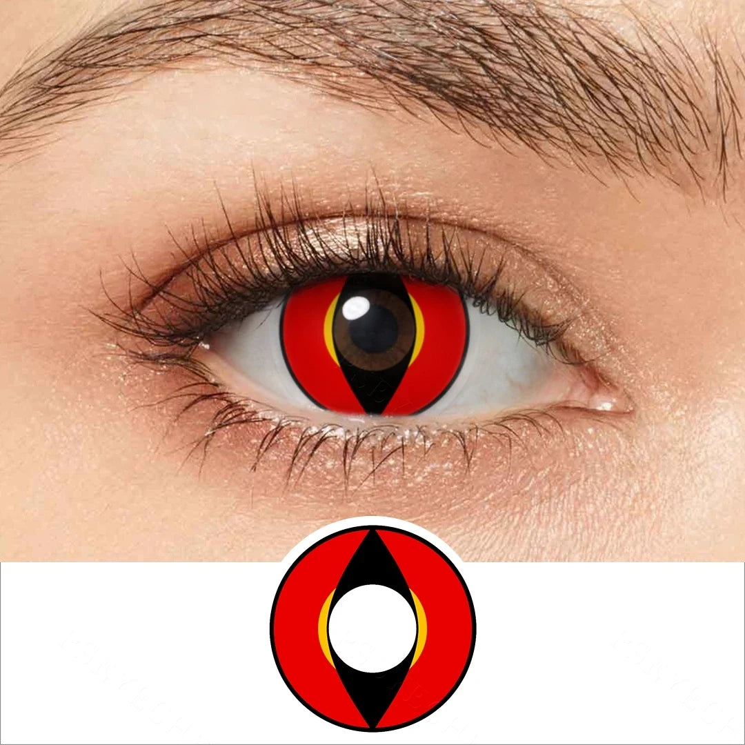 Yearly Use Halloween Contact Lenses For Cosplay Contact Lens Dragon Eye Lens Red/Pink Color Contact Lenses 14.0mm 8.5mm