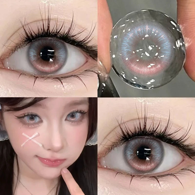 NEW Brown Eye Lens 1 Pair Beauty Purple Contact Lenses for Eyes Myopia 0~-8.00 Degree Natural Blue Fashion Soft Lens