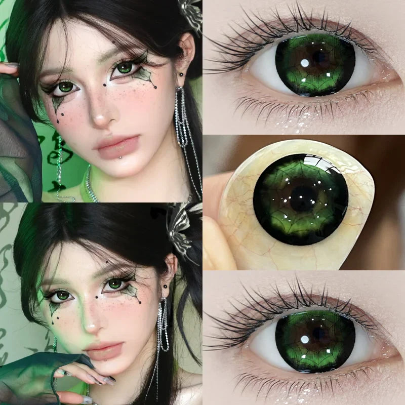 New 1pair Cosplay Colored Contact Lenses Myopia Pink Color Contacts with Power 6-12 Months  Halloween Anime