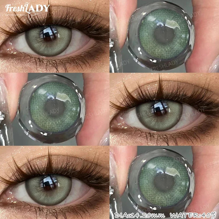 1 Pair Blue Colored Contact Lenses Natural Pupils Eyes Soft lenses Soft Contacts 14.20mm
