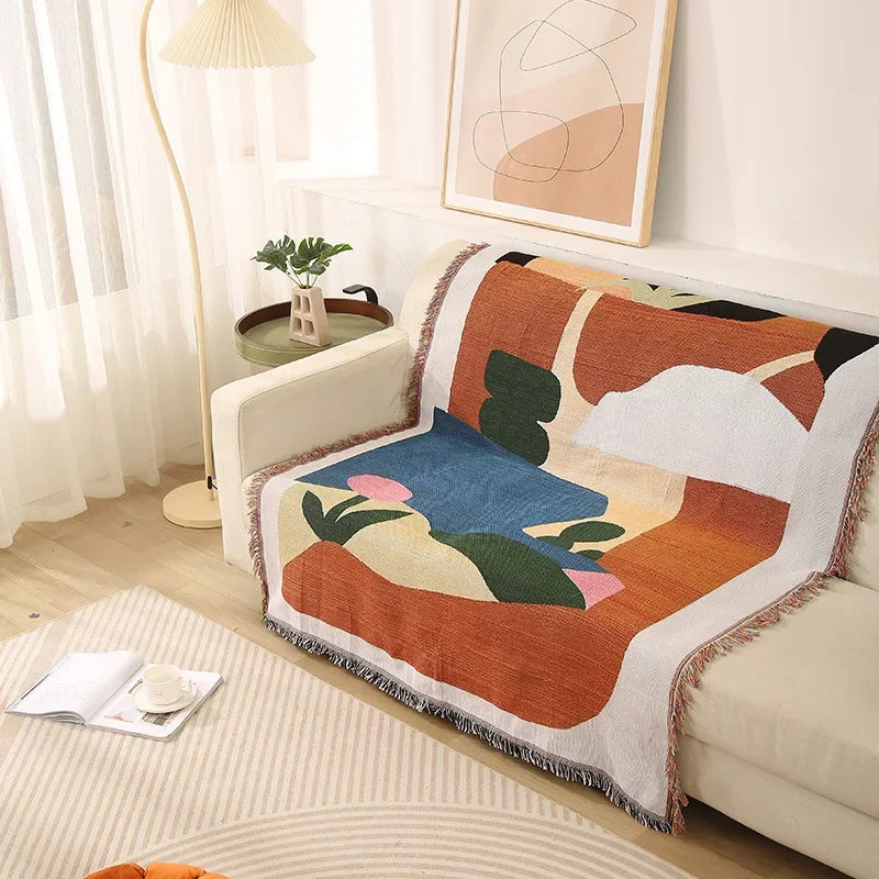 Yarn Dyed Woven Throw Blanket Sofa Cover Jacquard Bed Blankets Funky Beach Picnic Blanket Ins Wall Tapestry Home Decor