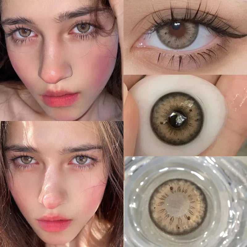 1 Pair Hot Selling Color Contact Lenses With Prescription Myopia Lenses Green Lens for Women Makeup Yearly Fast Shipping