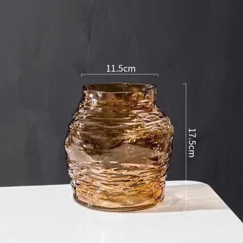 Glass Vase Irregular Lines of Folds Floral Arrangement Accessories Hydroponics Terrarium Home Decoration