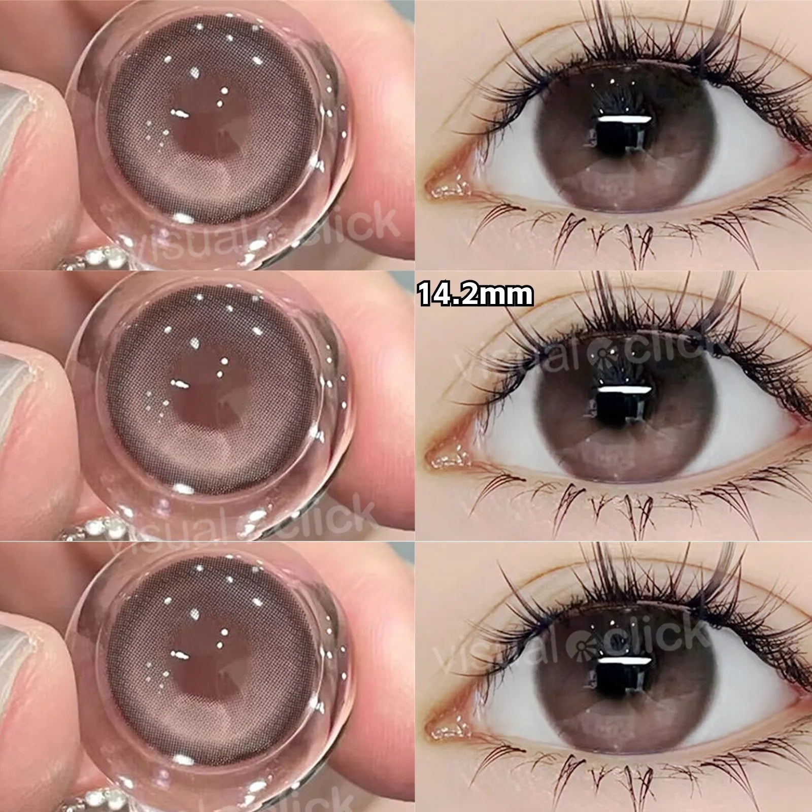 VisualClick Colored Contact Lens Nature Brown 2Pcs/Pair Year New Lenses with Myopia Degree Grade 0.00- 8.00 Soft Lens