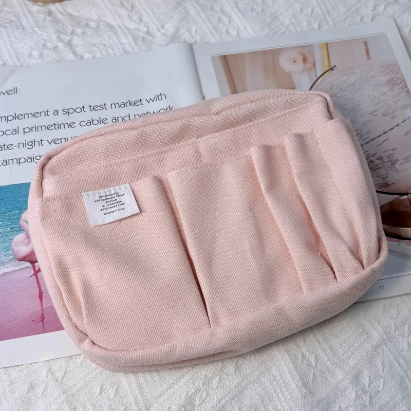 Large Capacity Canvas Storage Bag Simple Design For High School Students Multi-Layer Pencil Case And Bag For Boys And Girls