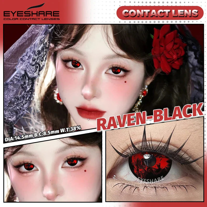 Halloween cosplay color contact lenses for eyes black/red/white Anime Accessories colorful fashion lenses