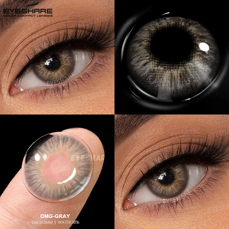 1pair Brown Color Contact Lenses Gray Fashion Lenses Brown Colored Lens Gray Beauty Pupils purple Softlenses eye makeup