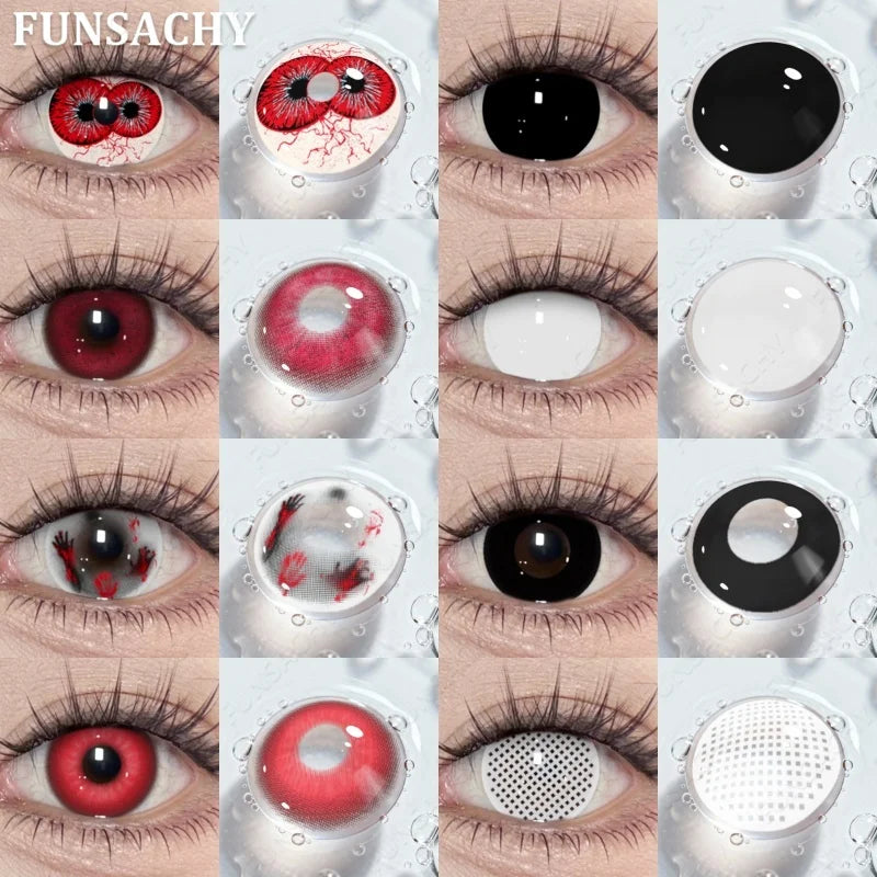 1 Pair Cosplay Demon Contact Lenses for Eyes Anime Lenses for Halloween Colorcon y2k Eye Contacts Cosmetic Red Softlens