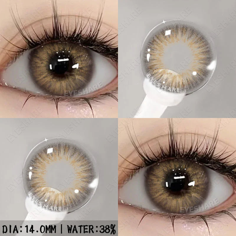 Ikeehome  2Pcs Color Contact Lenses with Eyes Natural Blue Contact Lenses Brown Pupils Beauty Gray Lenses Yearly Green Contacts
