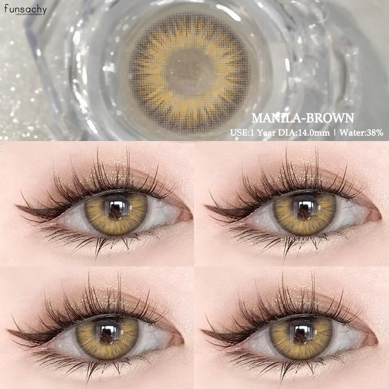 1Pair Natural Brown Contact Lenses for Eyes Colored Lenses Gray Pupils Big Eye Lenses Fashion Beauty Contacts Yearly