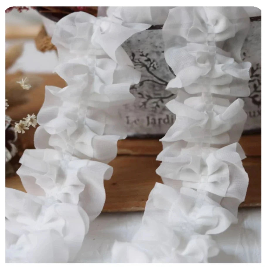 White Lace Lace Ribbons Accessories Lace Trim Handmade DIY Extended Clothes Pleated Sewing Decorative Fabric Skirt Hem Fabric