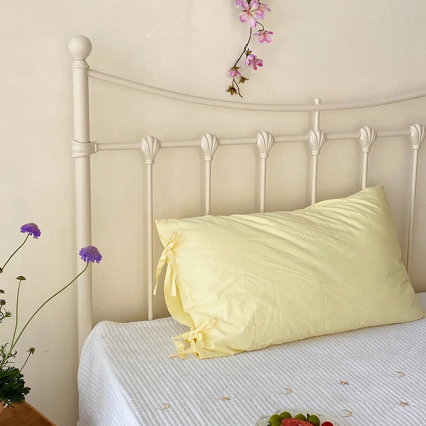 Pure Cotton Pillowcases  Knot Tied Set of Two  Color Versatile Ins Girl's Heart Cotton Fabric Rectangular Shape