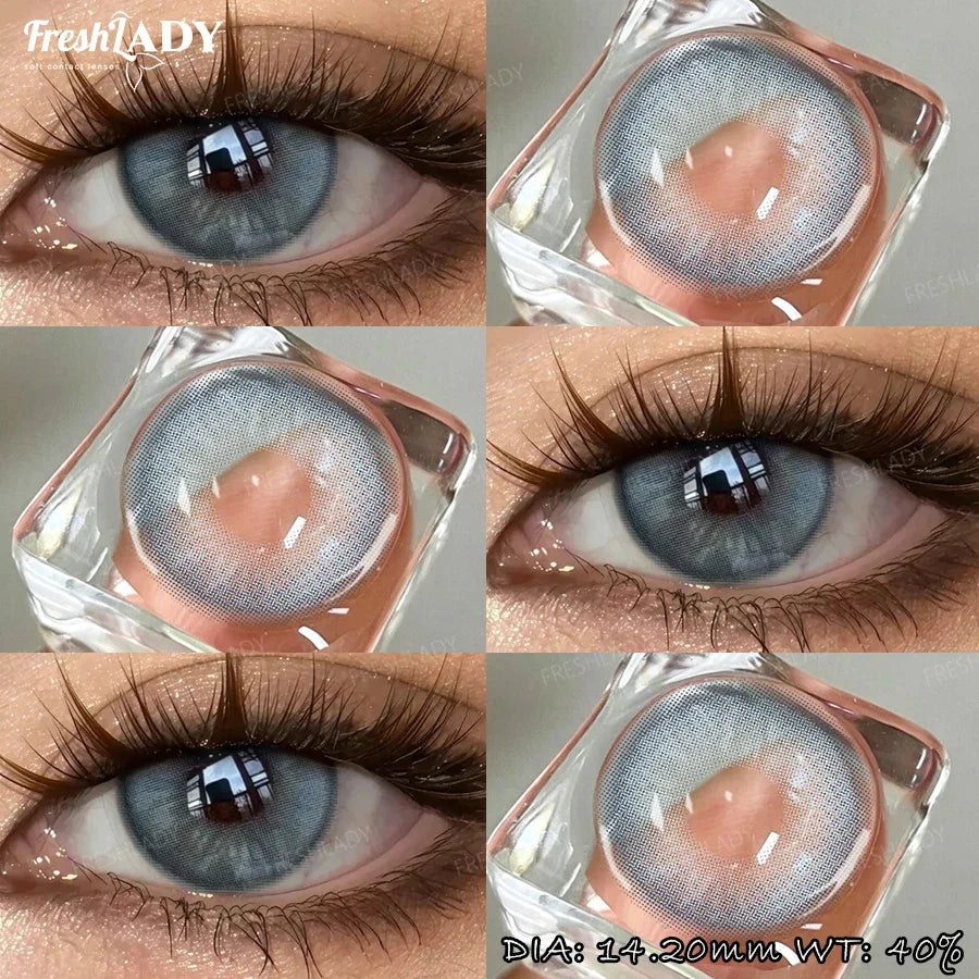 1 Pair Blue Colored Contact Lenses Natural Pupils Eyes Soft lenses Soft Contacts 14.20mm