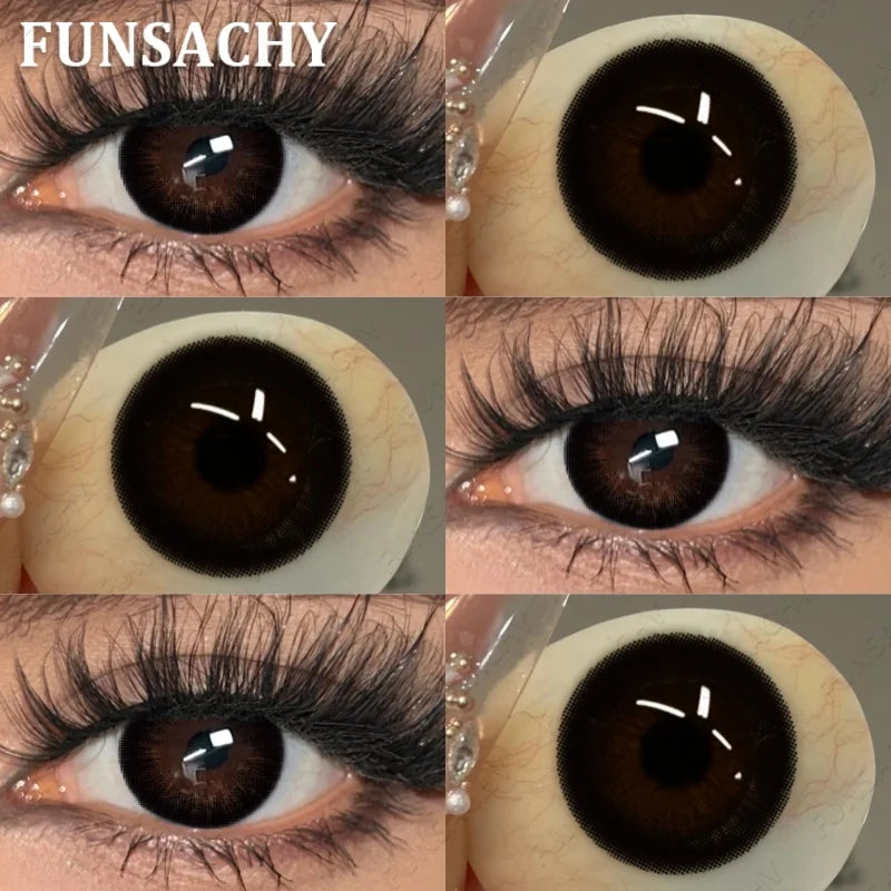 1 Pair Brown Color Contact Lenses Natural Eye Contacts Blue Colored Soft Lens Yearly Use Women Makeup Cosmetic Lenses
