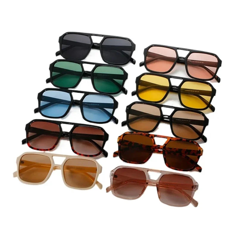Square Big Frame Sunglasses for Men and Women Lightweight Frame Black Yellow Sun Glasses with UV Protection
