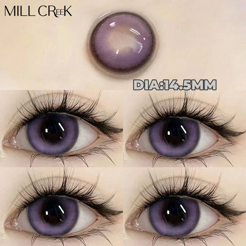 1 Pair Colored Contact Lenses with Myopia for Eyes Lenses Purple Pupils Beautiful Prescription Cosmetic Free Shipping