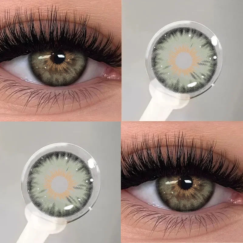 2PCS Colored Contact Lenses for Eyes Natural Blue Contact Lens Brown Pupils Fashion Lenses Eyes Makeup Beauty Yearly