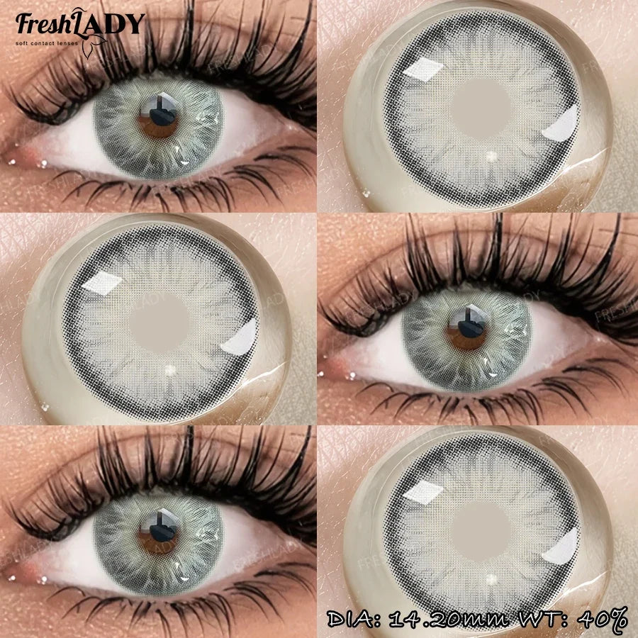 1 Pair Colored Contact Lenses Natural Brown Pupils Eyes Contact lenses Gray Soft Contacts 14.20mm