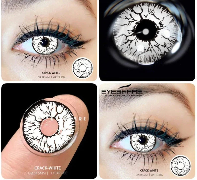 1pair Halloween Contacts Lenses Color Contact Lenses for Eyes Yearly Anime Cosplay Contacts White Lenses Black Lenses