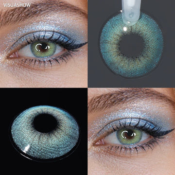 Natural Ocean Blue Half Yearly Colored Contact Lenses 14.2mm Small Pupil Eye Beauty Cosmetic Contacts For Daily Makeup