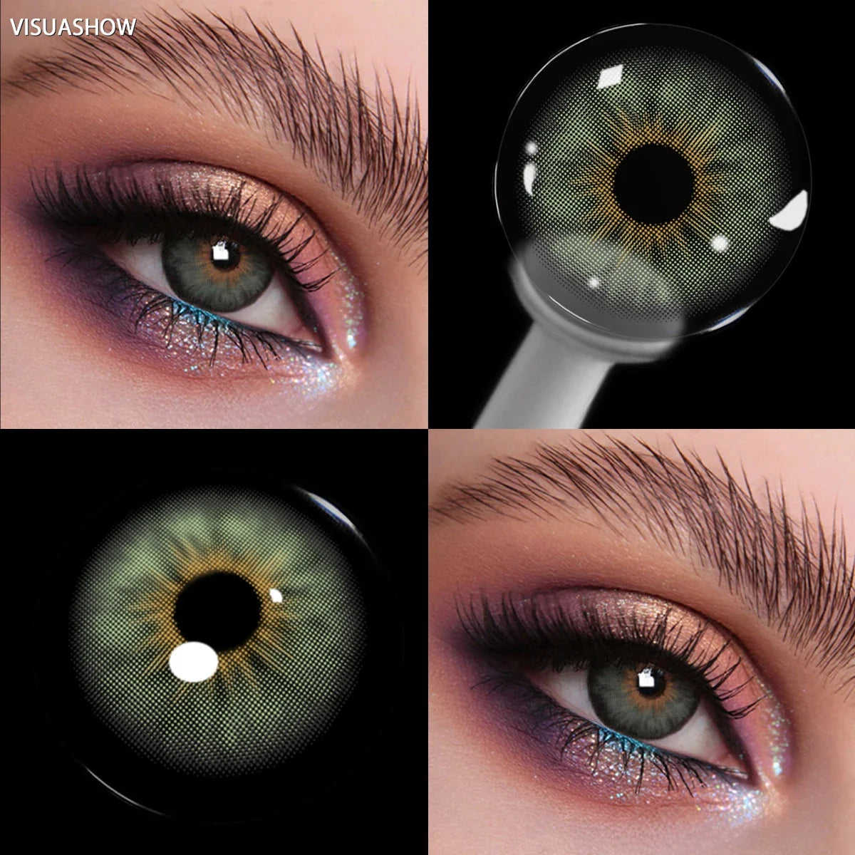 14.2mm Cleopatra Green Colored Contact Lenses Half Yearly Disposable Blue Brown Natural Soft Lens for Daily Eye Makeup